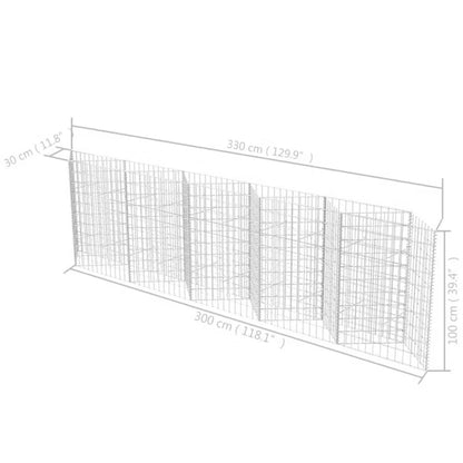 Gabionkurv 300x30x100 cm Galvaniseret Stål