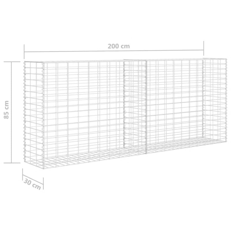 Gabionkurv 30x200 cm Sølv Galvaniseret Stål