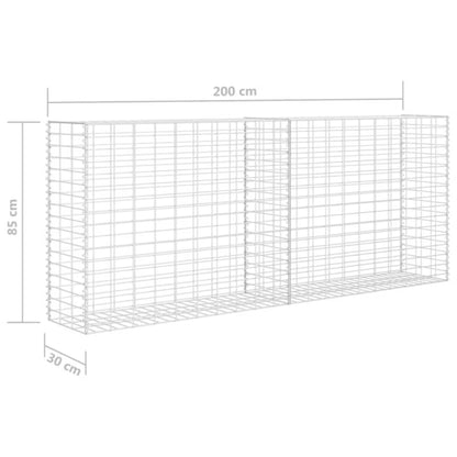 Gabionkurv 30x200 cm Sølv Galvaniseret Stål