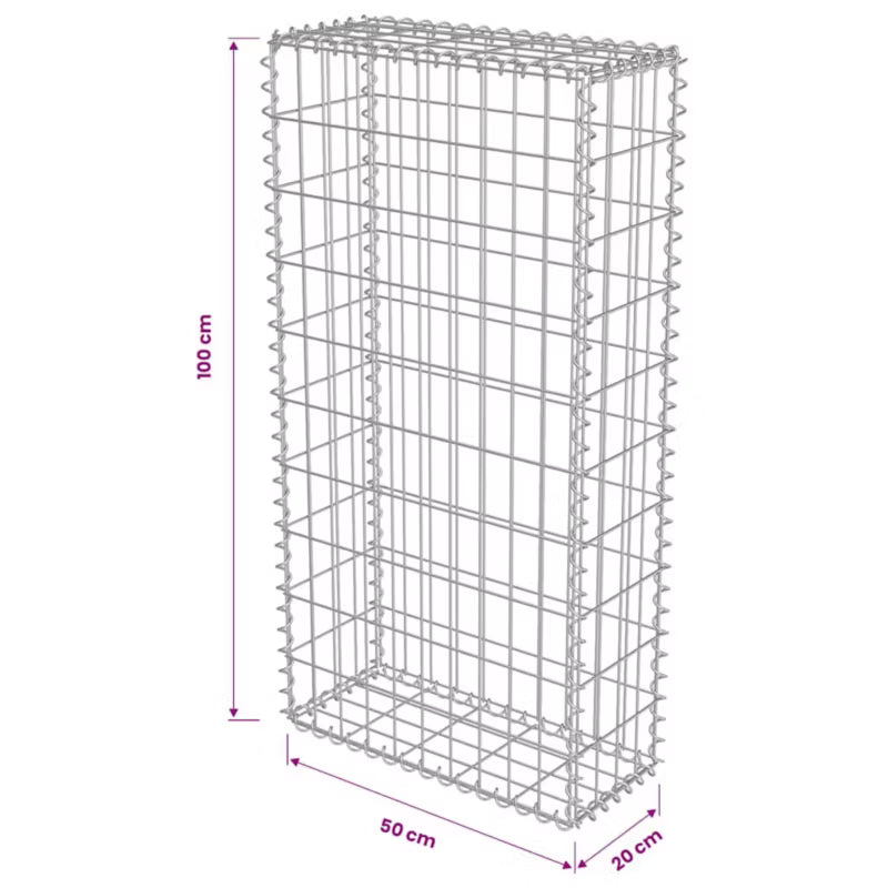 Gabionkurv 50x20x100 cm Galvaniseret Stål