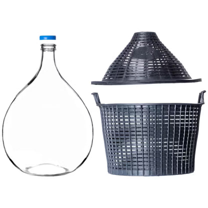 Gæringsballon 15 Liter Glas med Plastkurv