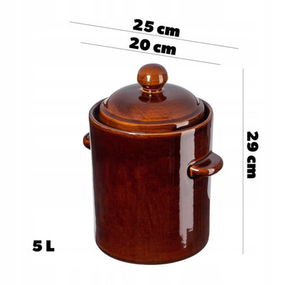 Gæringskrukke Athena 5 Liter Brun