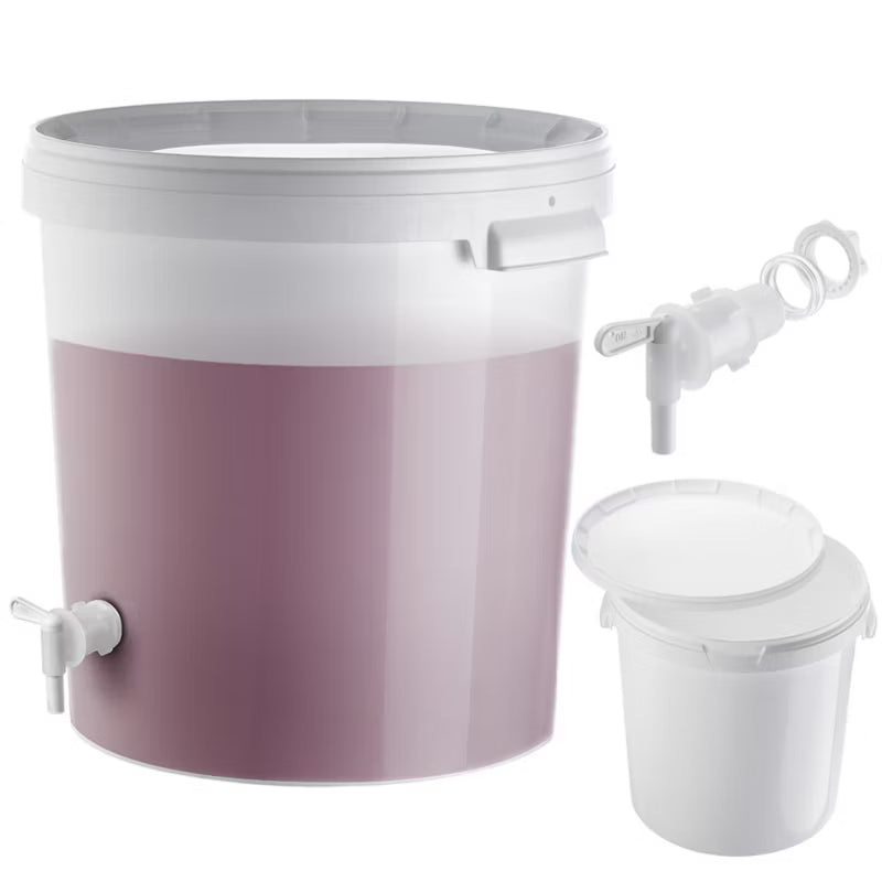 Gæringsspand 33 Liter Hvid med Låg og Hane