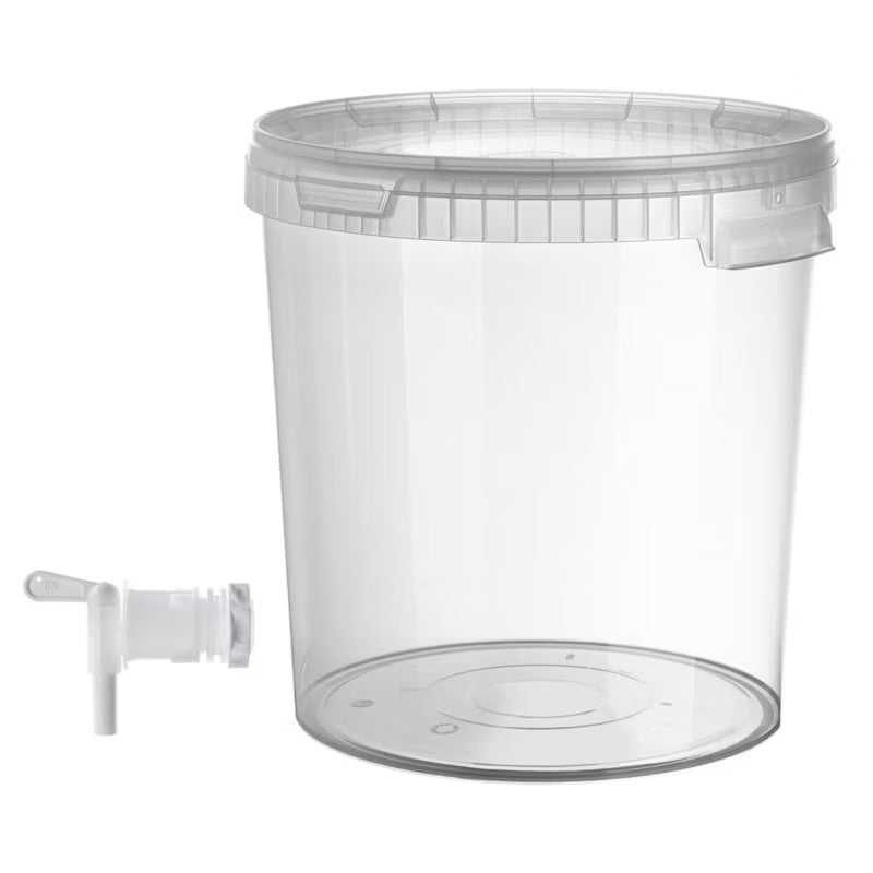 Gæringsspand 33 Liter Transparent med Låg og Hane