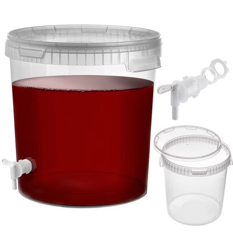 Gæringsspand 33 Liter Transparent med Låg og Hane