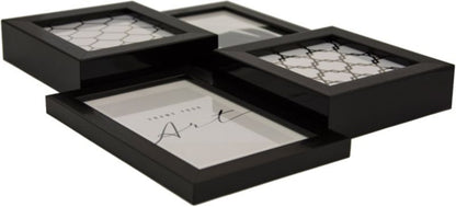 3D billedgalleri 2 x 10 x 10 cm + 2 x 10 x 15 cm sort