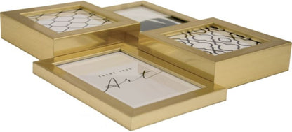 3D billedgalleri 2 x 10 x 10 cm + 2 x 10 x 15 cm i guld