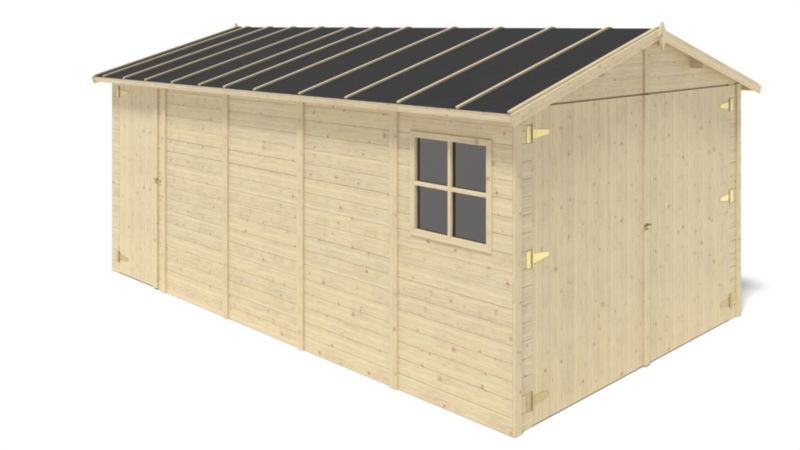 Garage ALTANKA 14,94 m² - 3,05 x 4,93 m - 18 mm - Farve: naturlig træ - 1 stk.