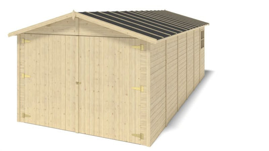 Garage ALTANKA 18,19 m² - 3,05 x 5,91 m - 18 mm - Farve: naturlig træ, 1 stk.