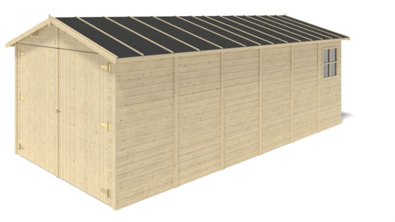 Garage ALTANKA 18,19 m² - 3,05 x 5,91 m - 18 mm - Farve: naturlig træ, 1 stk.