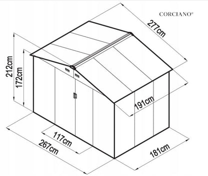 Corciano Amy garage 240x168x220 cm stål værktøjsskur 1 stk.