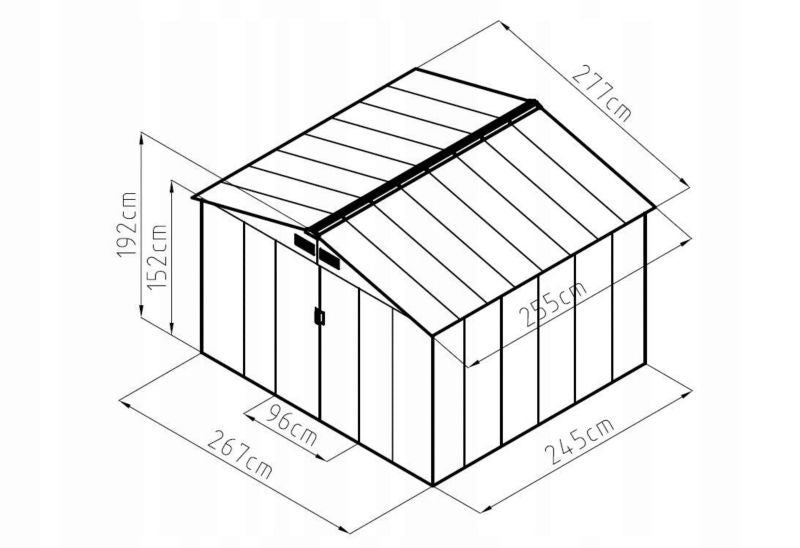 Corciano metalgarage 277 x 255 x 212 cm værktøjsskur 1 stk.