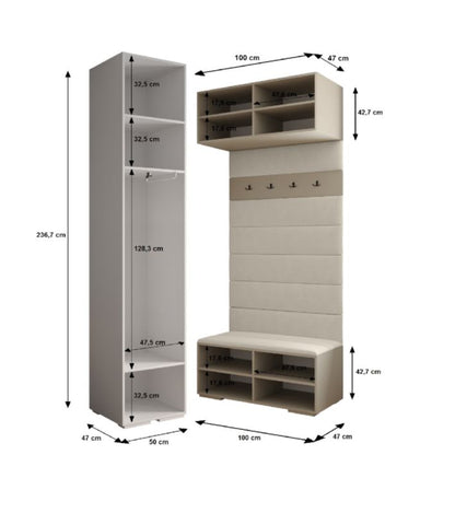 Abiks INOVA 1 Z19 Entregarderobe med Kashmir-finish og Elegante Gulddetaljer