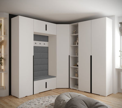 Abiks INOVA 1 Z2 Hvid Garderobe med Grå Polstrede Paneler