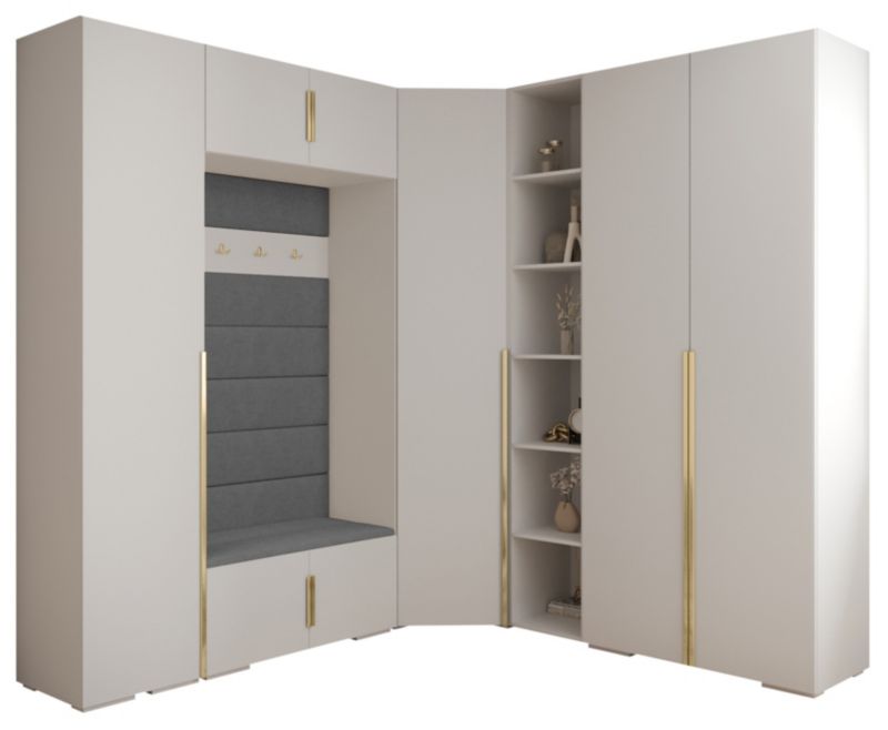 Abiks INOVA 1 Z2 Hvid Garderobe med Elegante Guldgreb og Paneler