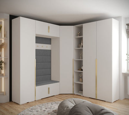 Abiks INOVA 1 Z2 Hvid Garderobe med Elegante Guldgreb og Paneler