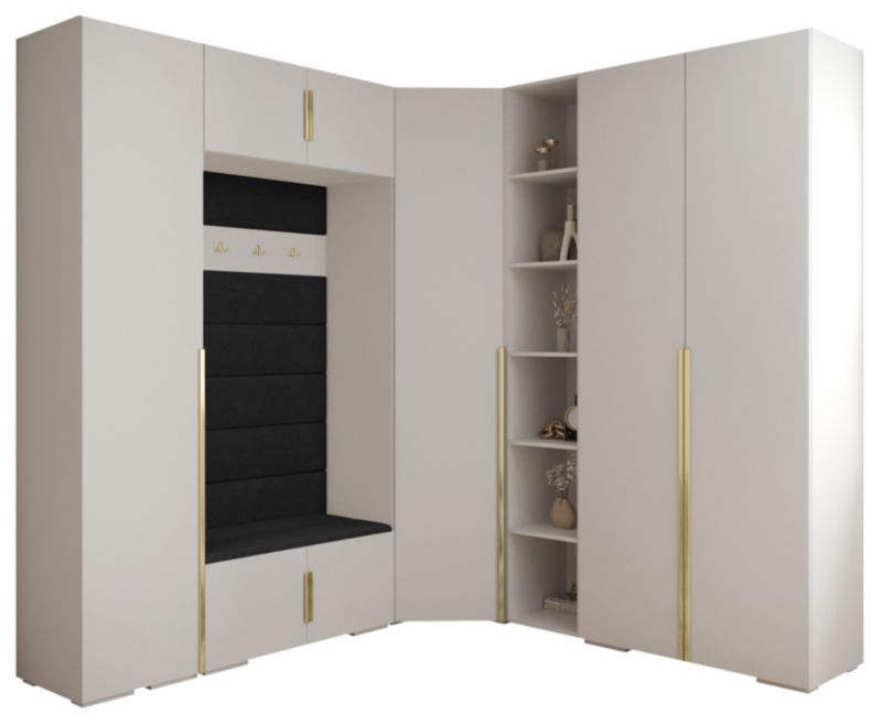 Abiks INOVA 1 Z2 Hvid Garderobe til Entré med Elegante Guldhåndtag
