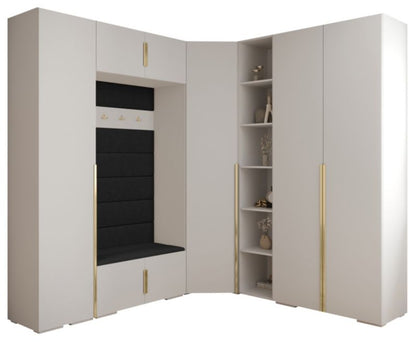 Abiks INOVA 1 Z2 Hvid Garderobe til Entré med Elegante Guldhåndtag