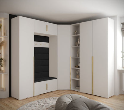 Abiks INOVA 1 Z2 Hvid Garderobe til Entré med Elegante Guldhåndtag