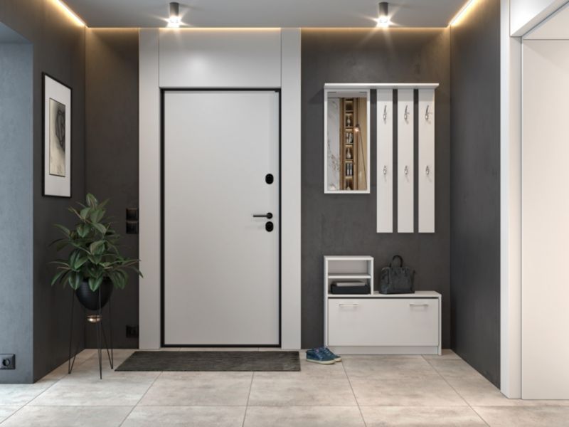 Topeshop Vera garderobe med bøjler, spejl og skoskab - hvid 24x85x180 cm, 1 stk.