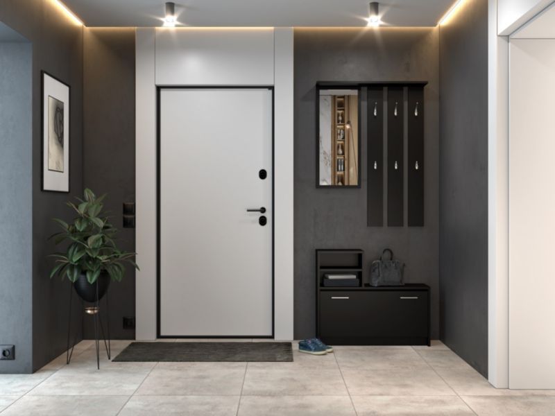 Topeshop Vera garderobe med bøjle, spejl og skoskab - sort 24 x 85 x 180 cm, 1 stk.