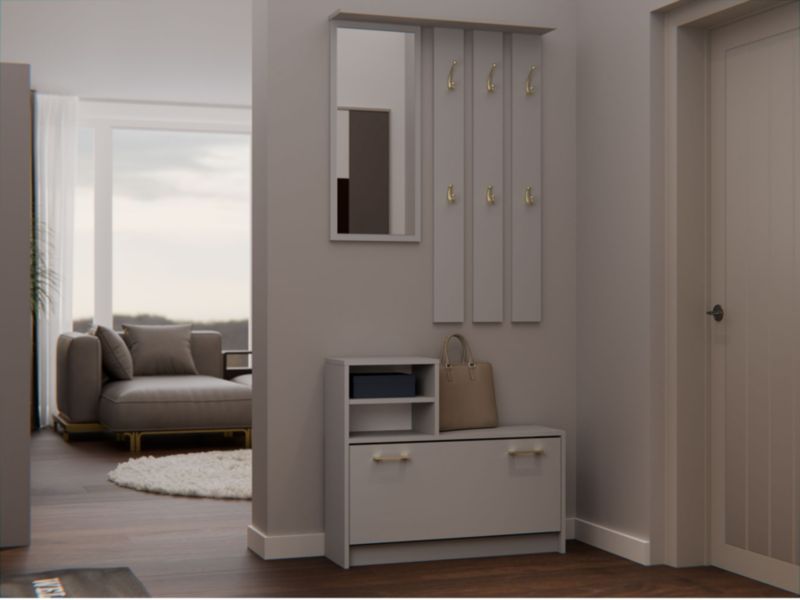 Garderobe Vera Topeshop med spejl og skoskab Glina 24 x 85 x 180 cm, 1 stk.