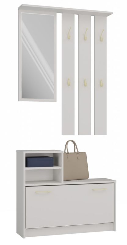 Garderobe Vera Topeshop med bøjle, spejl og skoskab - Kashmir 24x85x180 cm, 1 stk.