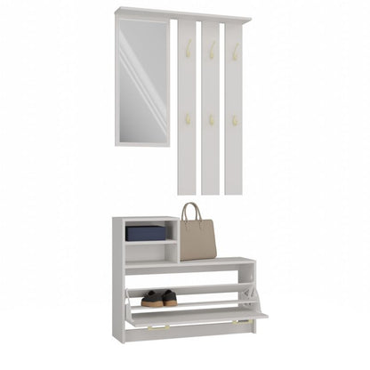 Garderobe Vera Topeshop med bøjle, spejl og skoskab - Kashmir 24x85x180 cm, 1 stk.