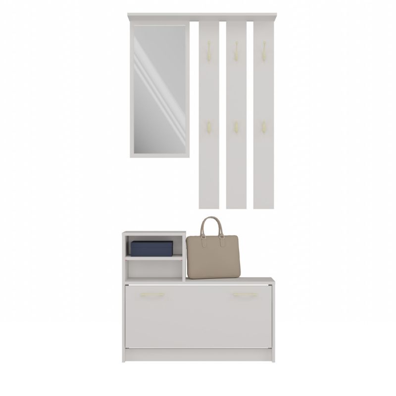 Garderobe Vera Topeshop med bøjle, spejl og skoskab - Kashmir 24x85x180 cm, 1 stk.