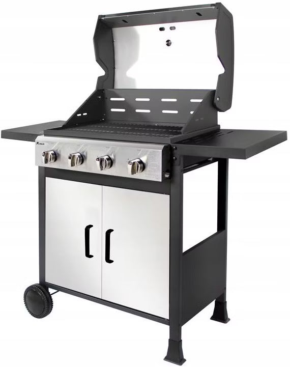 Gasgrill 10,8 kW 4 Brændere Sort