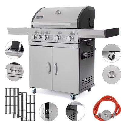Gasgrill 17,5 kW 4+1 Brændere Sølv