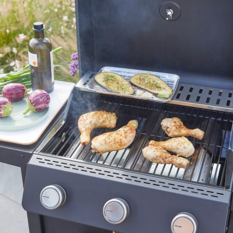 Gasgrill 3 Brændere 48x37 cm Sort