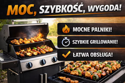 Gasgrill 3 Brændere 8,7 kW Sort