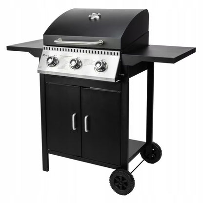 Gasgrill 3 Brændere 8,7 kW Sort