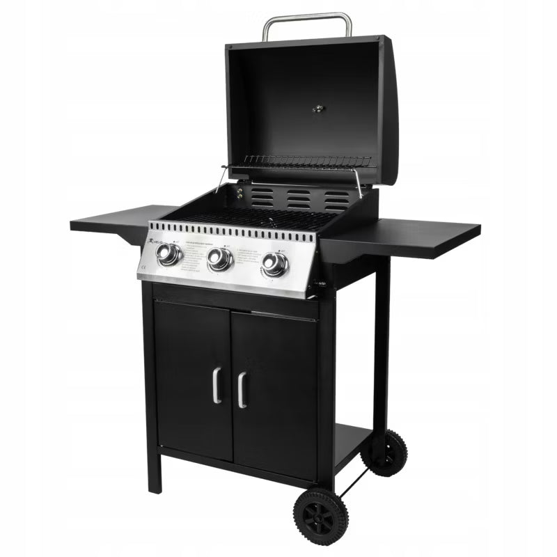 Gasgrill 3 Brændere 8,7 kW Sort