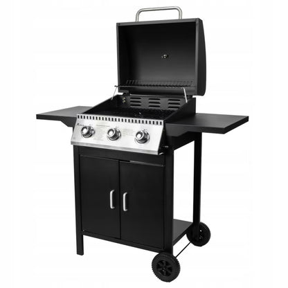 Gasgrill 3 Brændere 8,7 kW Sort