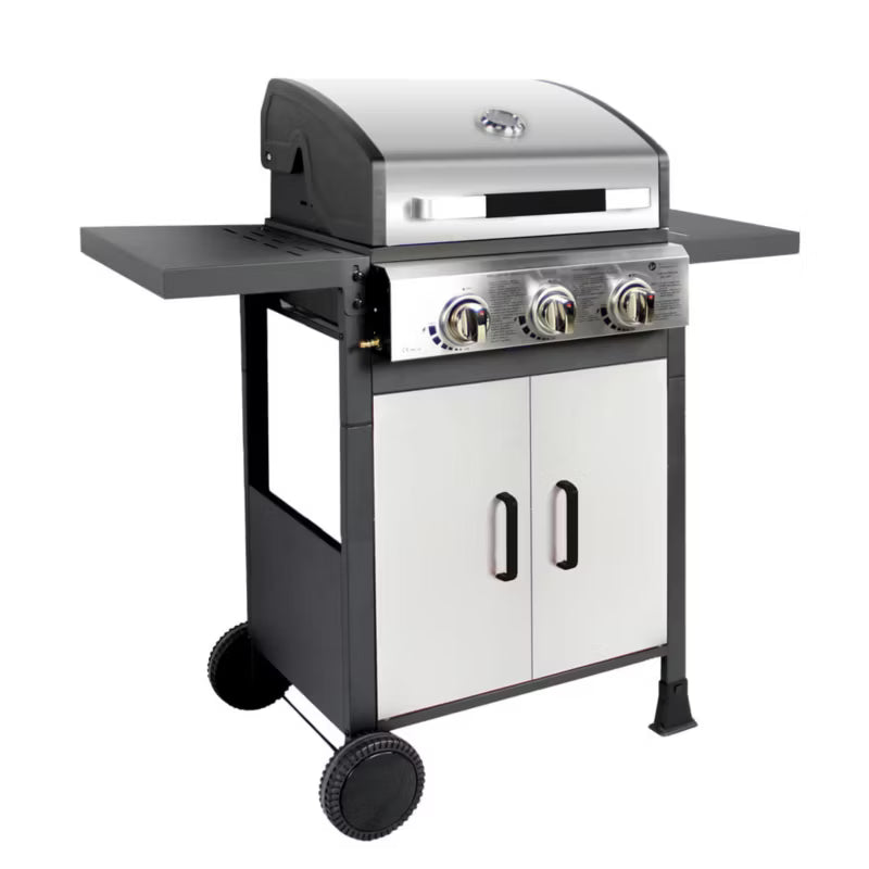 Gasgrill 3 Brændere Støbejernsrist Sølv