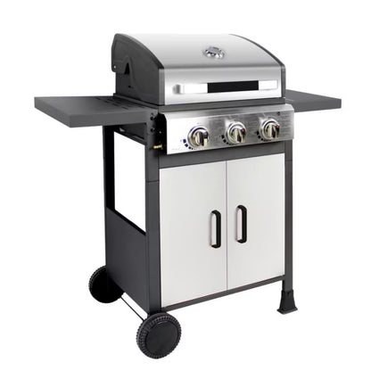 Gasgrill 3 Brændere Støbejernsrist Sølv