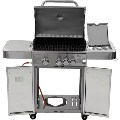Gasgrill 3+1 13,65 kW Rustfrit Stål Sort