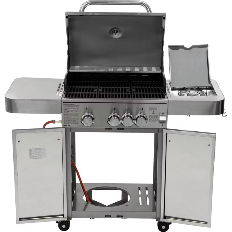 Gasgrill 3+1 13,65 kW Rustfrit Stål Sort