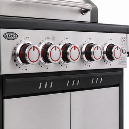 Gasgrill 4+1 Brændere 123x49 cm Stål