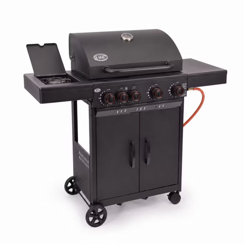 Gasgrill 4+1 Brændere 13,7 kW Sort