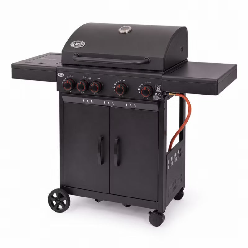 Gasgrill 4+1 Brændere 13,7 kW Sort