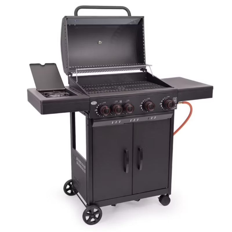 Gasgrill 4+1 Brændere 13,7 kW Sort