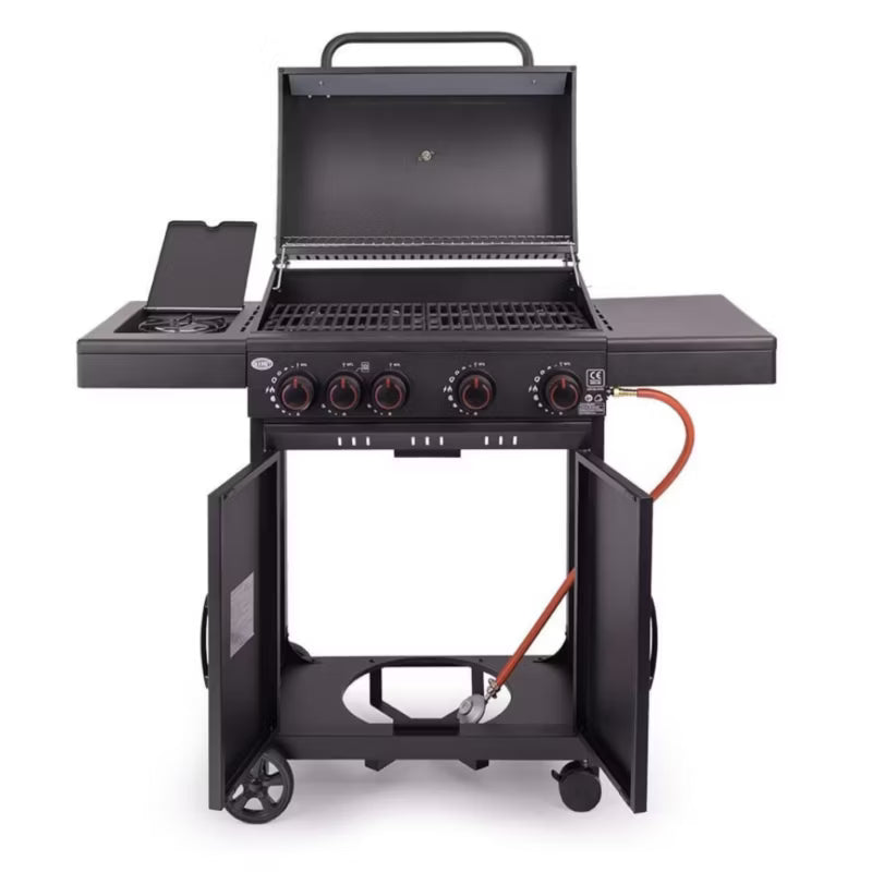 Gasgrill 4+1 Brændere 13,7 kW Sort