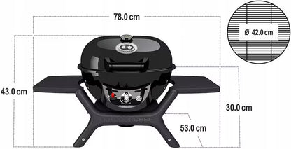 Gasgrill 4,3 kW Ø42 cm Sort