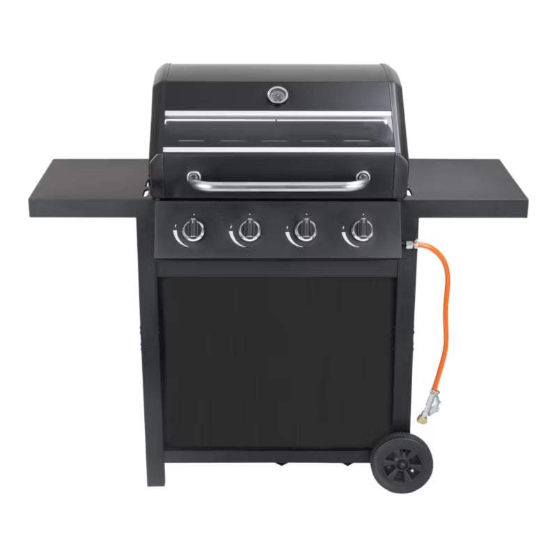 Gasgrill 4 Brændere med Glasrude Sort