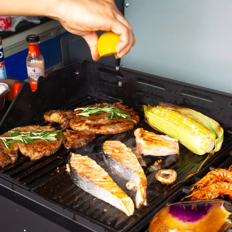 Gasgrill 4 Brændere med Glasrude Sort