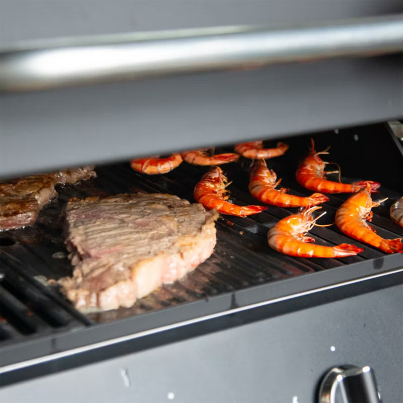 Gasgrill 4 Brændere med Glasrude Sort