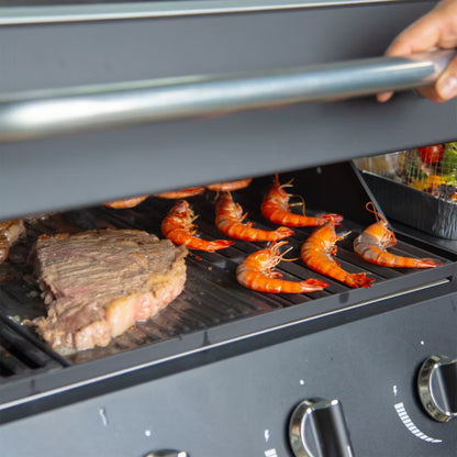 Gasgrill 4 Brændere med Glasrude Sort